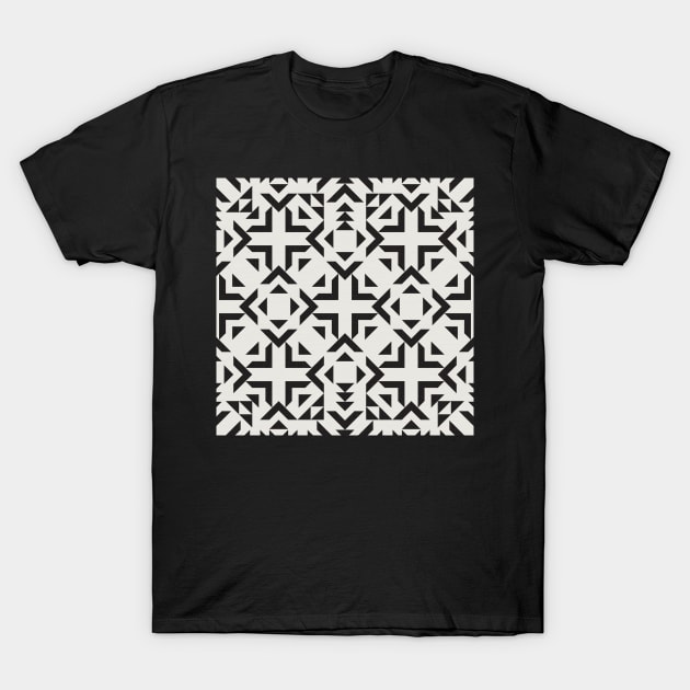 Tribal Geometry No.001 / Black and Ivory T-Shirt by matise